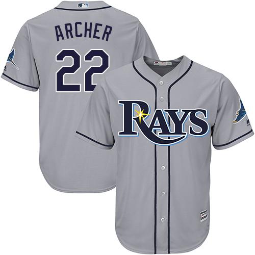 Rays #22 Chris Archer Grey Cool Base Stitched Youth MLB Jersey - Click Image to Close